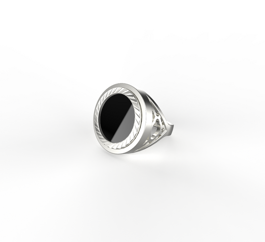BLACK ONYX CREST SOVEREIGN RING