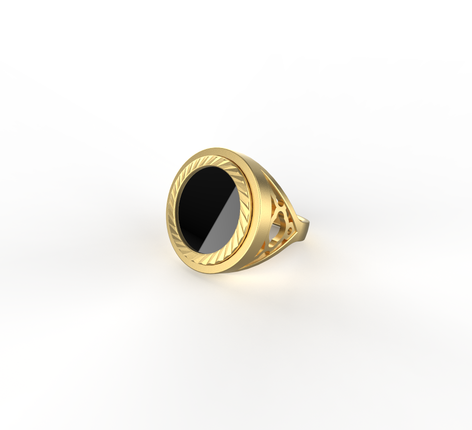 BLACK ONYX CREST SOVEREIGN RING