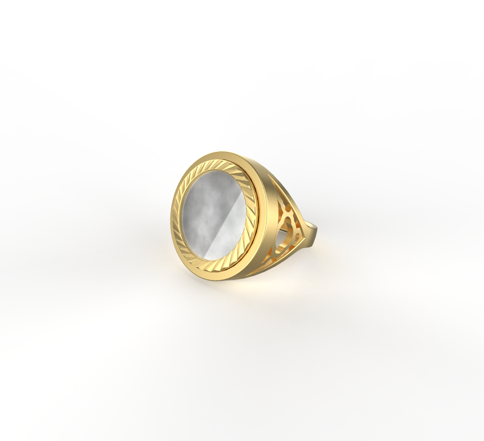 MOTHER OF PEARL CREST SOVEREIGN RING