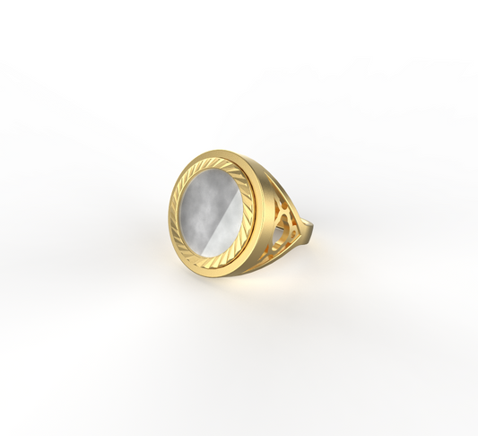 MOTHER OF PEARL CREST SOVEREIGN RING